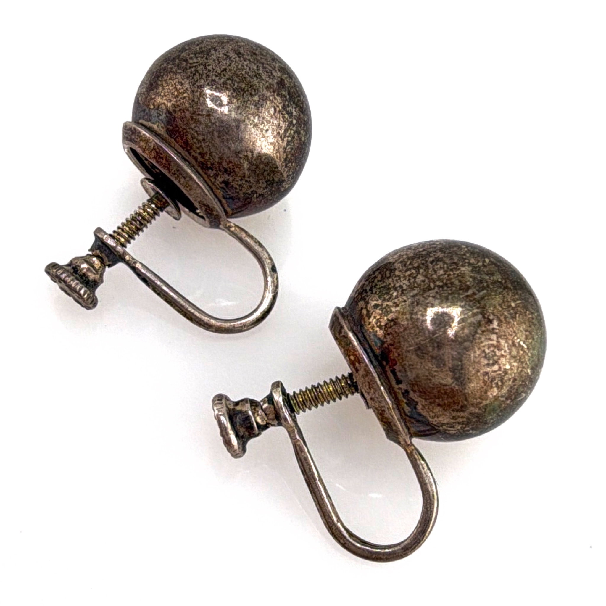 Mid-Century 40s–70s Sterling Silver Ball Screw-Back Earrings 6.11g