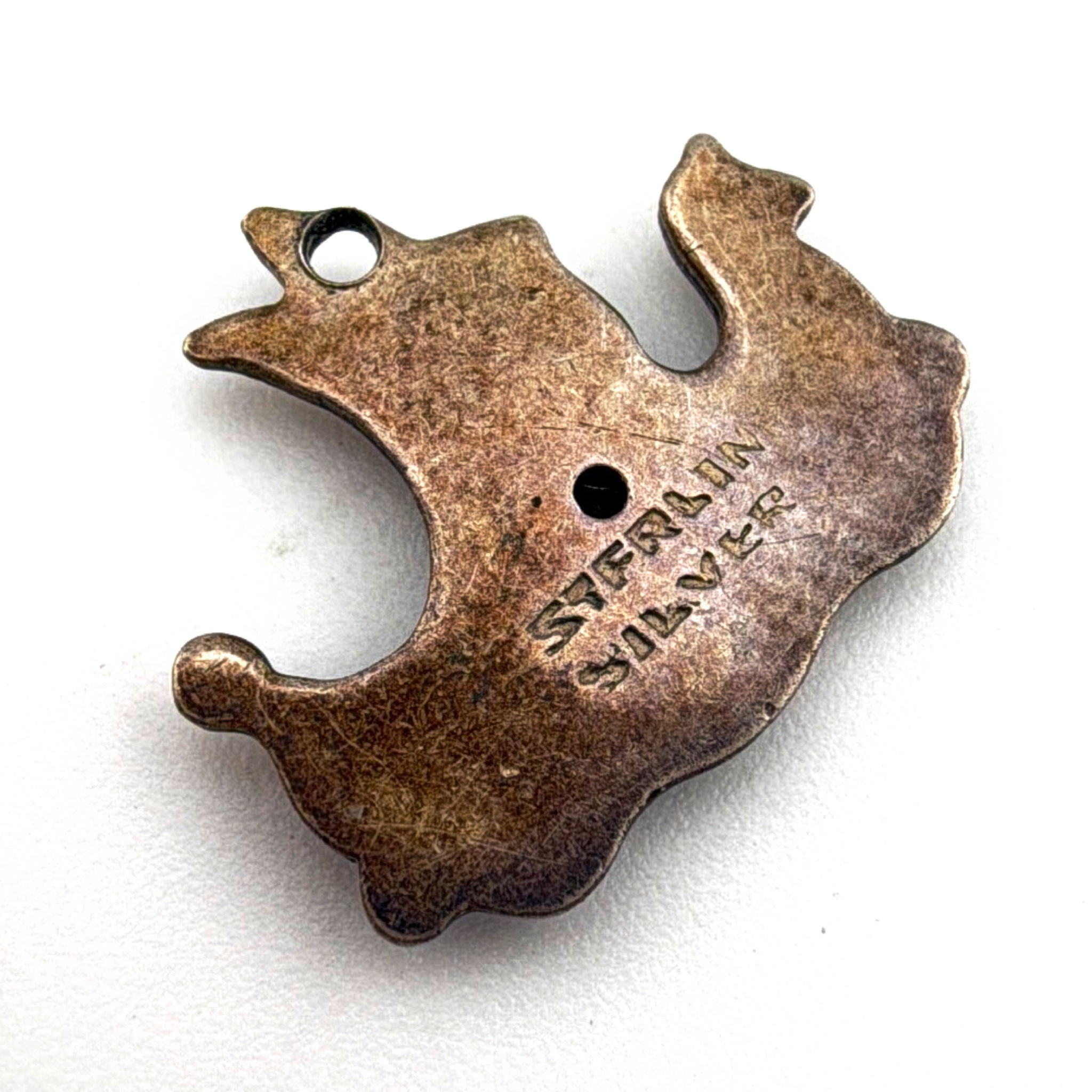 Mid-Century 40s–60s Sterling Enamel Viking Ship Charm 1.45g — Back
