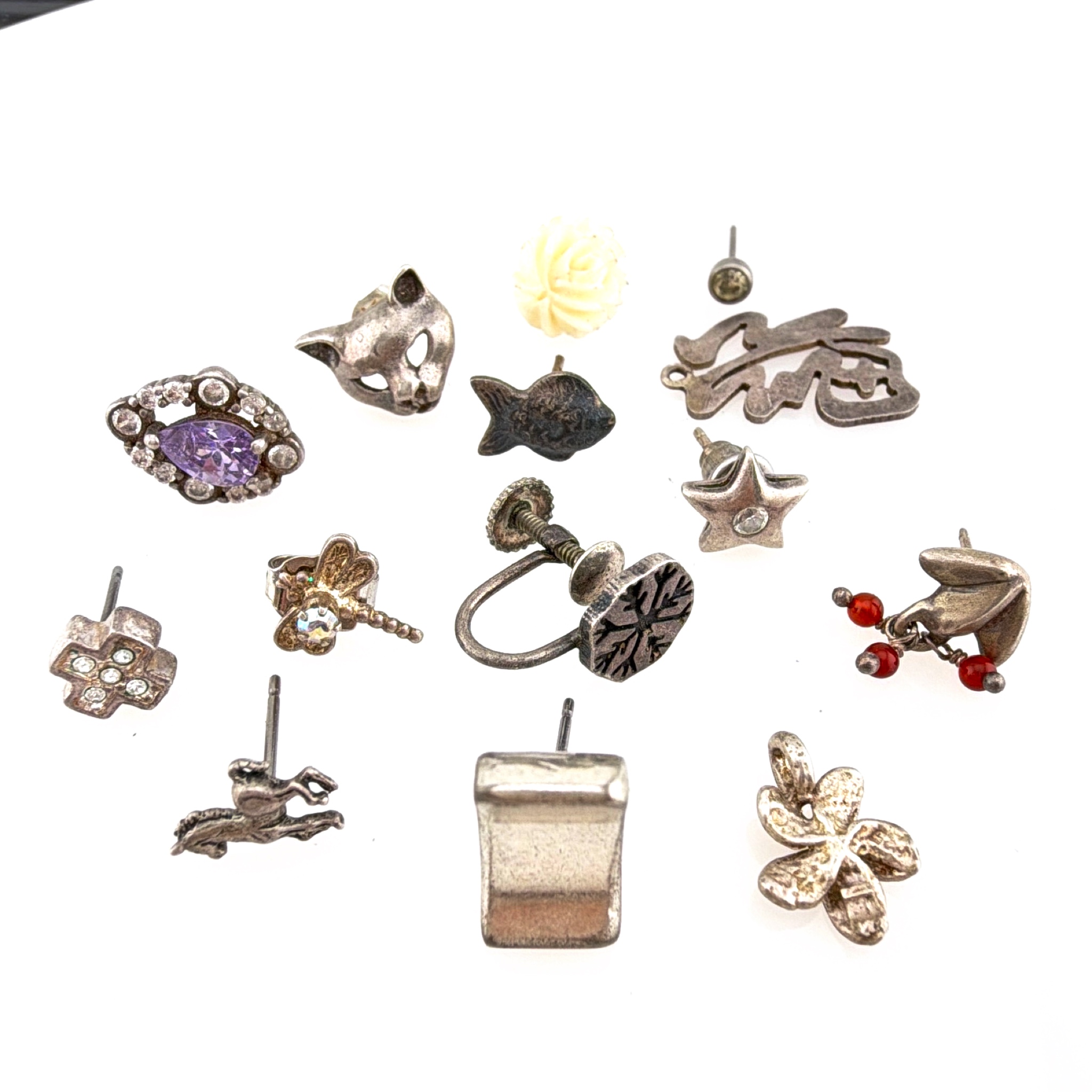 Nine West and Sterling Silver Tone Figural 1 in Single Earring and Charm Lot 12.09g