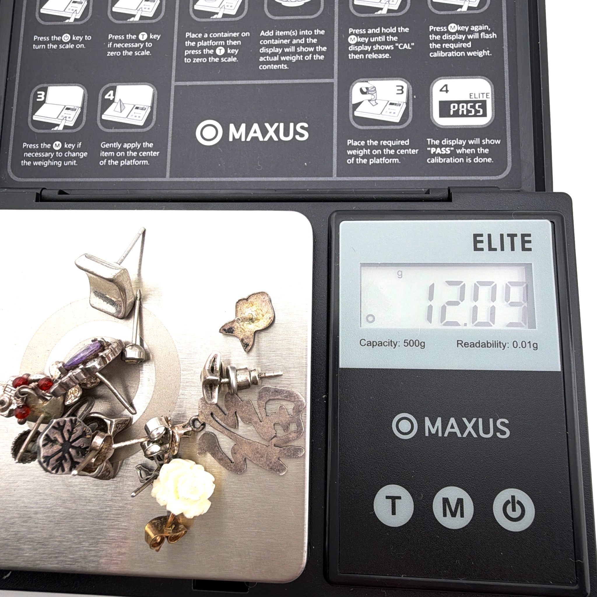 Nine West and Sterling Silver Tone Figural 1 in Single Earring and Charm Lot 12.09g — For scale