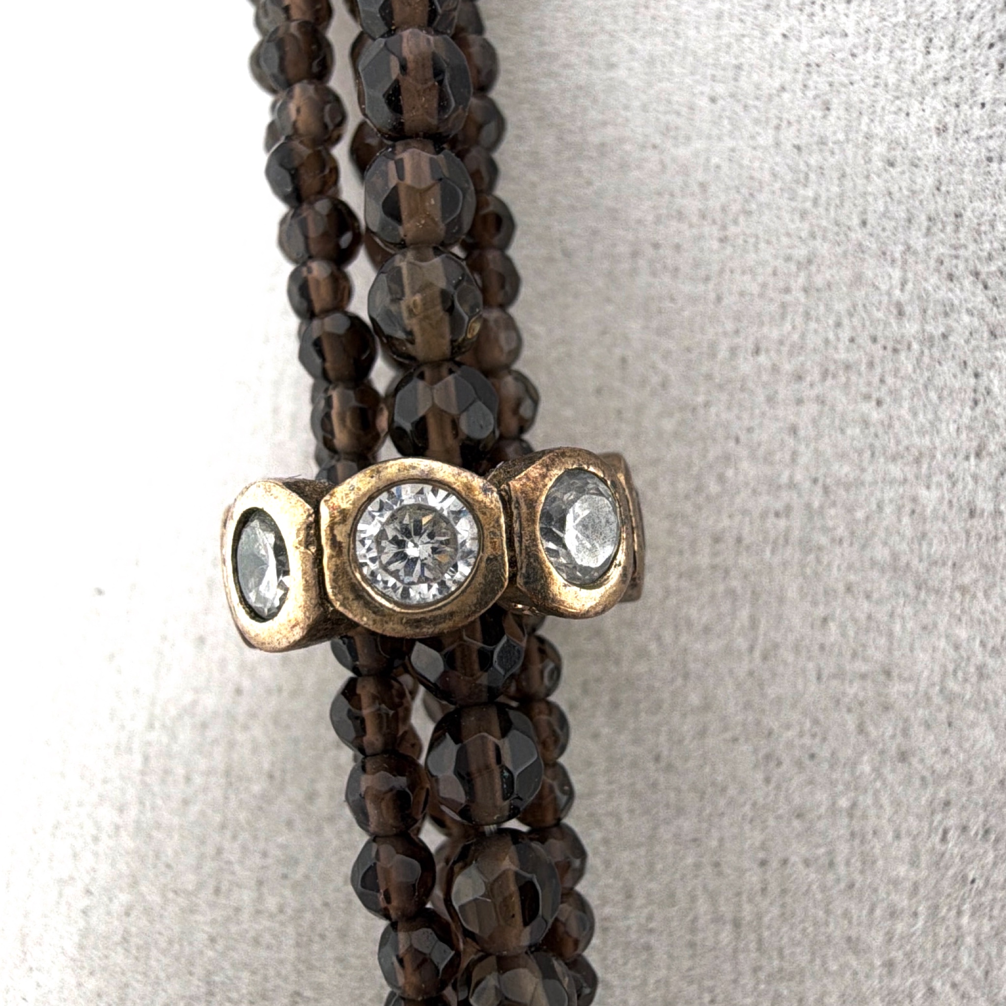 STORY by Kranz & Ziegler Smoky Quartz CZ 22 in Charm Multi-Strand Wrap Necklace — Detail