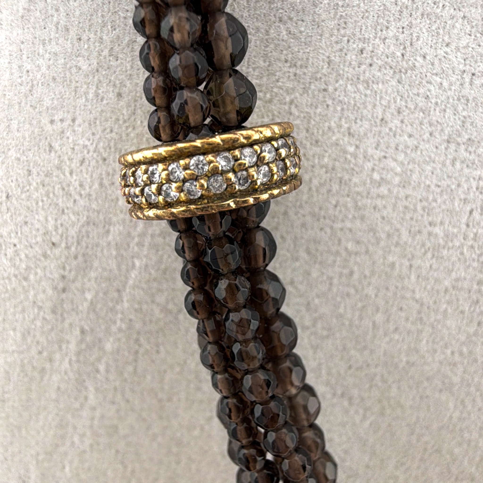 STORY by Kranz & Ziegler Smoky Quartz CZ 22 in Charm Multi-Strand Wrap Necklace — Detail