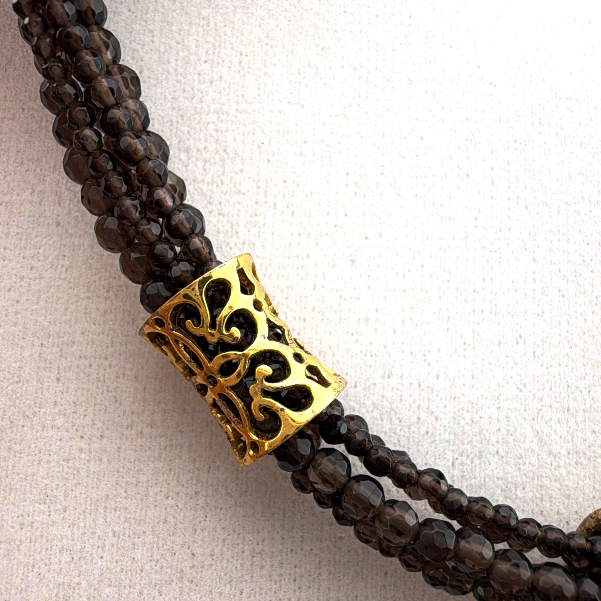STORY by Kranz & Ziegler Smoky Quartz CZ 22 in Charm Multi-Strand Wrap Necklace — Detail