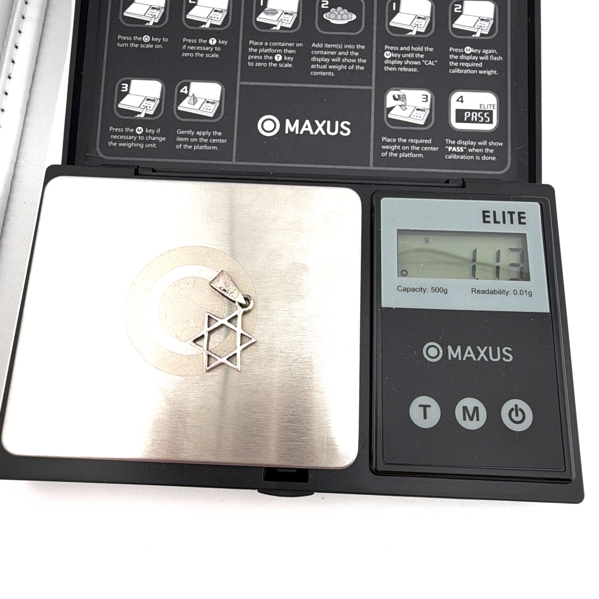 Sterling Silver Openwork Star of David Pendant — For scale