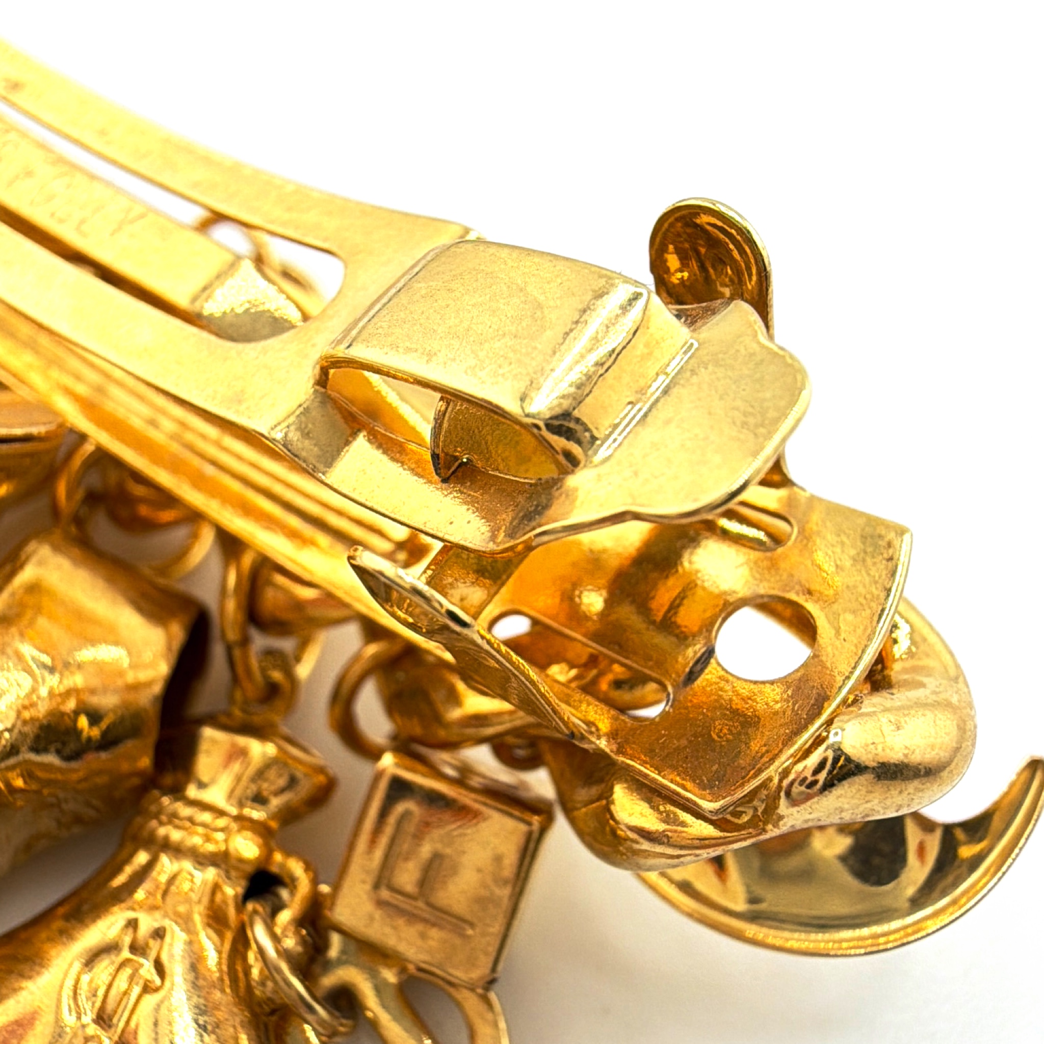 80s–90s Kirks Folly Gold Tone Novelty Charm Barrette Hair Clip 41.76g 4.25 in — Front