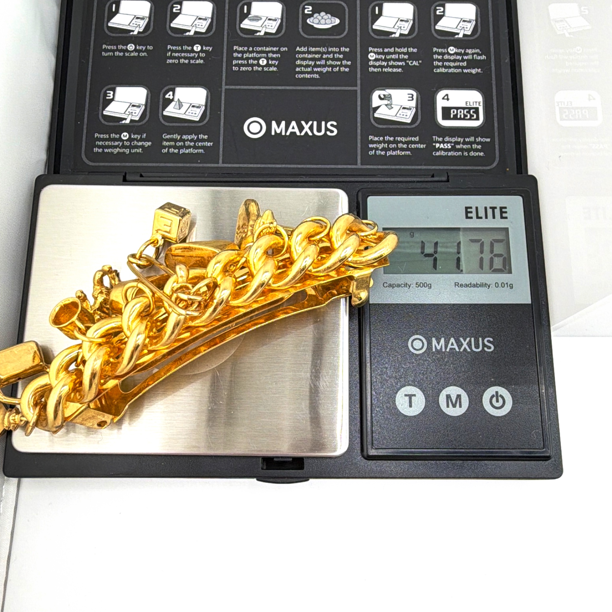 80s–90s Kirks Folly Gold Tone Novelty Charm Barrette Hair Clip 41.76g 4.25 in — For scale