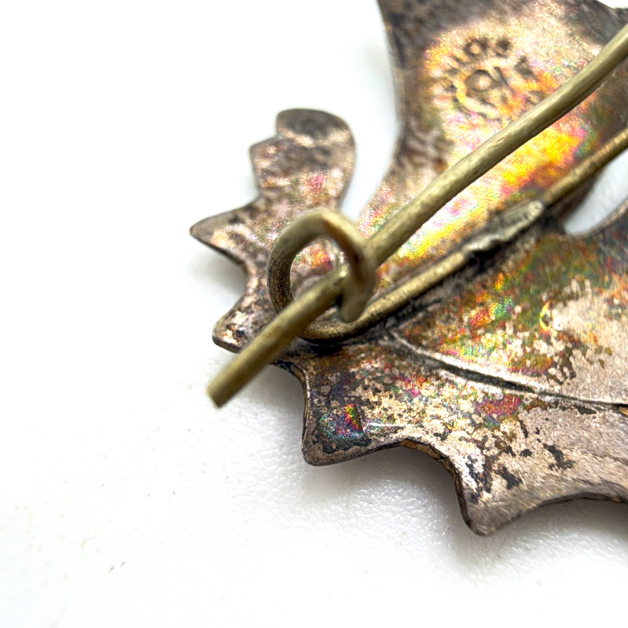Vintage Mexico Sterling Silver Abstract Butterfly Single Earring, Inlay 2.47g — Detail