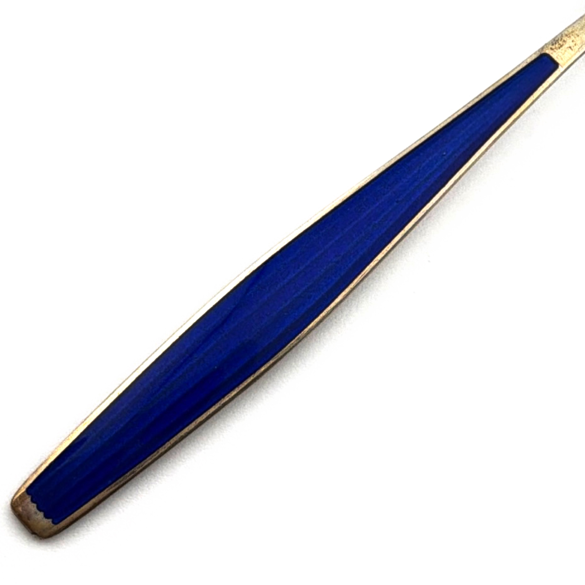 Mid-Century 50s–60s J.T. Norway Sterling Blue Enamel Cocktail Fork 5.83g — Side