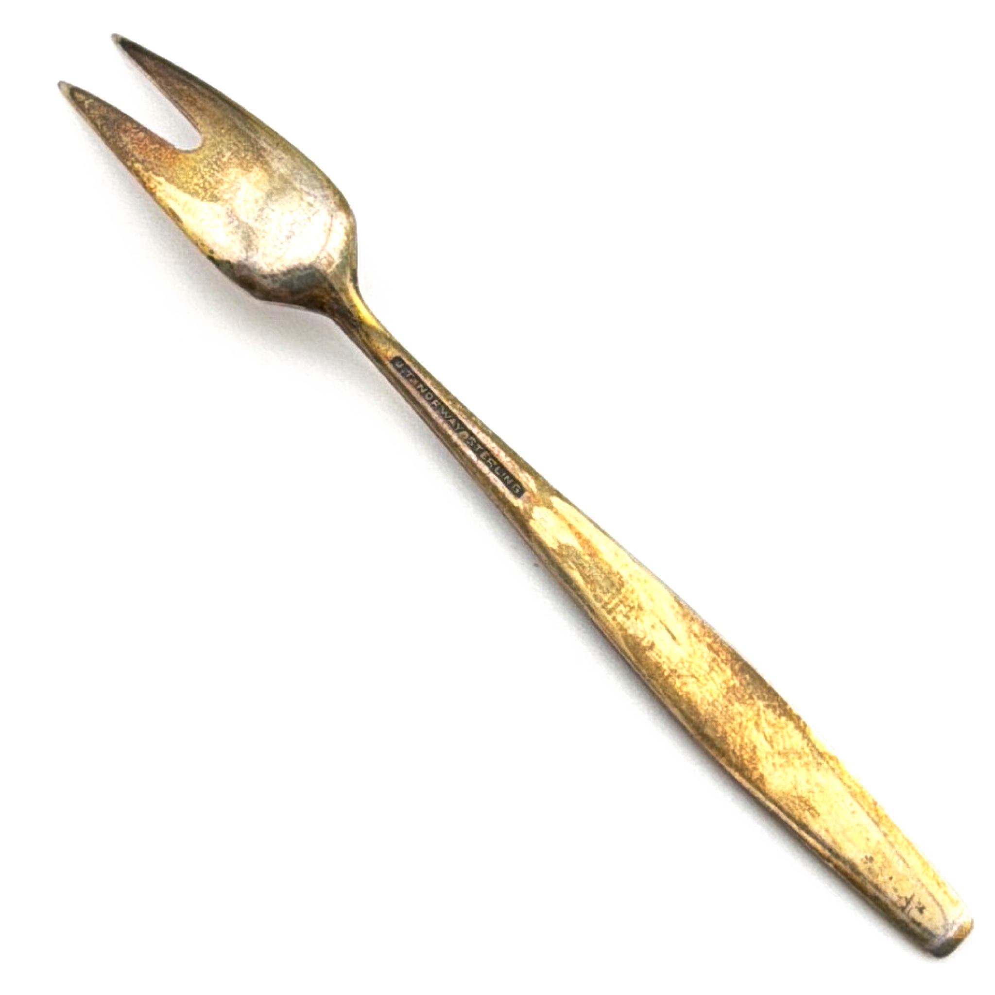 Mid-Century 50s–60s J.T. Norway Sterling Blue Enamel Cocktail Fork 5.83g — Back