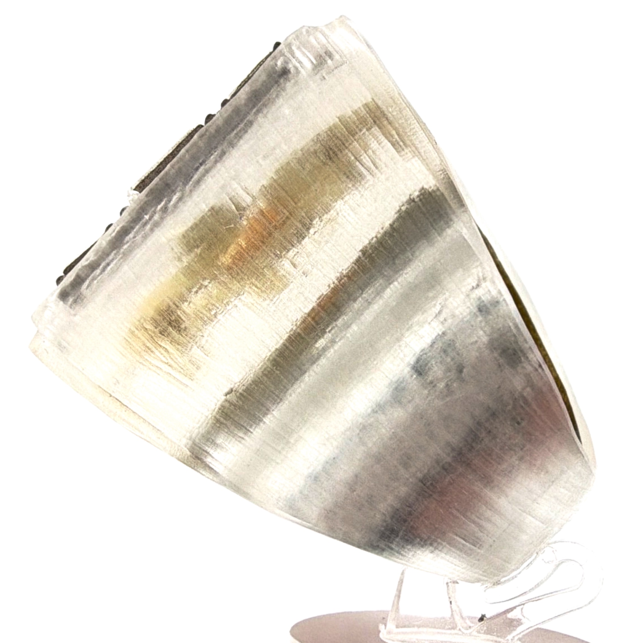 Alexis Bittar Clear Lucite Silver Tone Size 7.5 Amber Glass Statement Ring 23.33g — Side