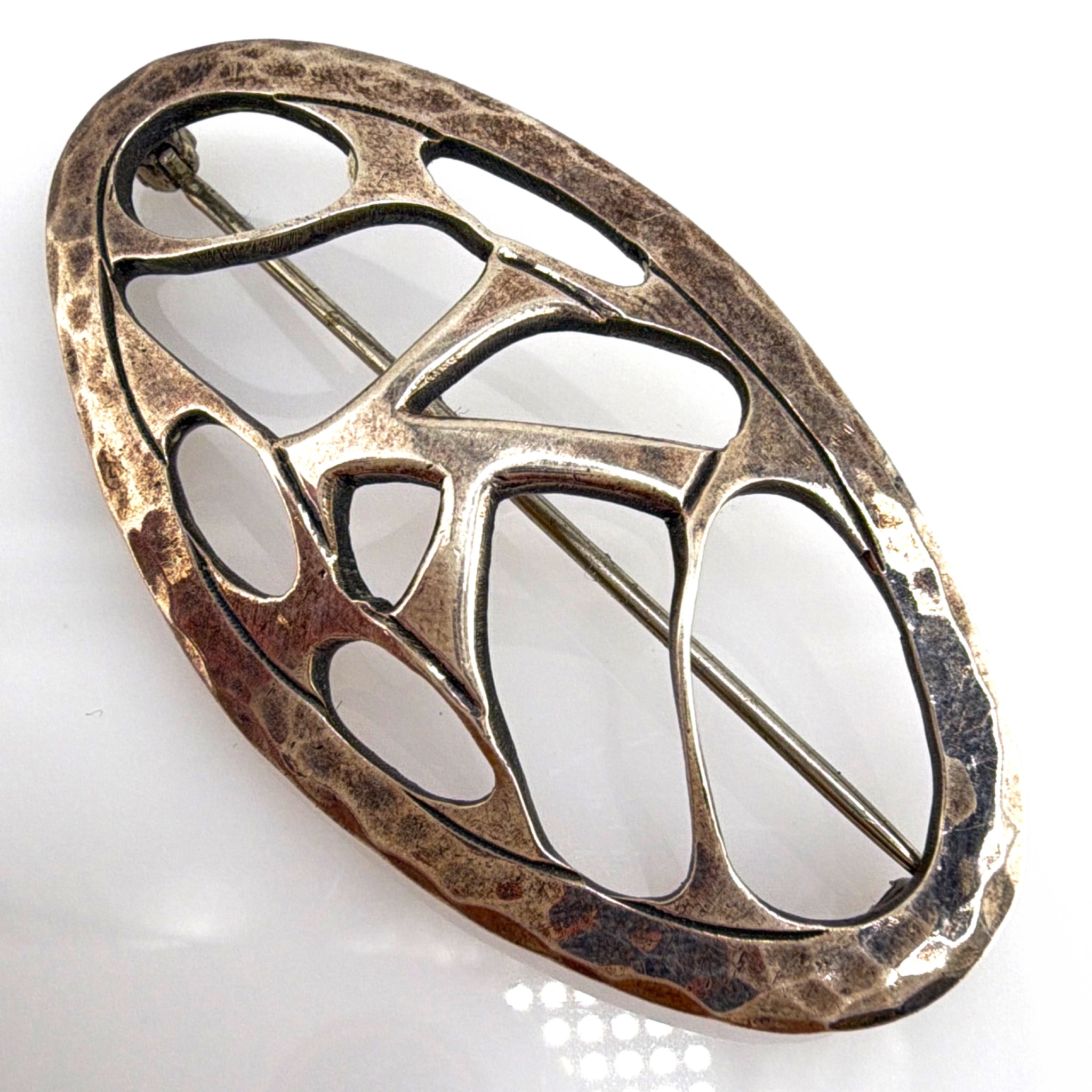 Mid-Century 40s–60s Sterling letter K Kriz-Craft Handwrought Modernist Openwork Brooch 9.90g