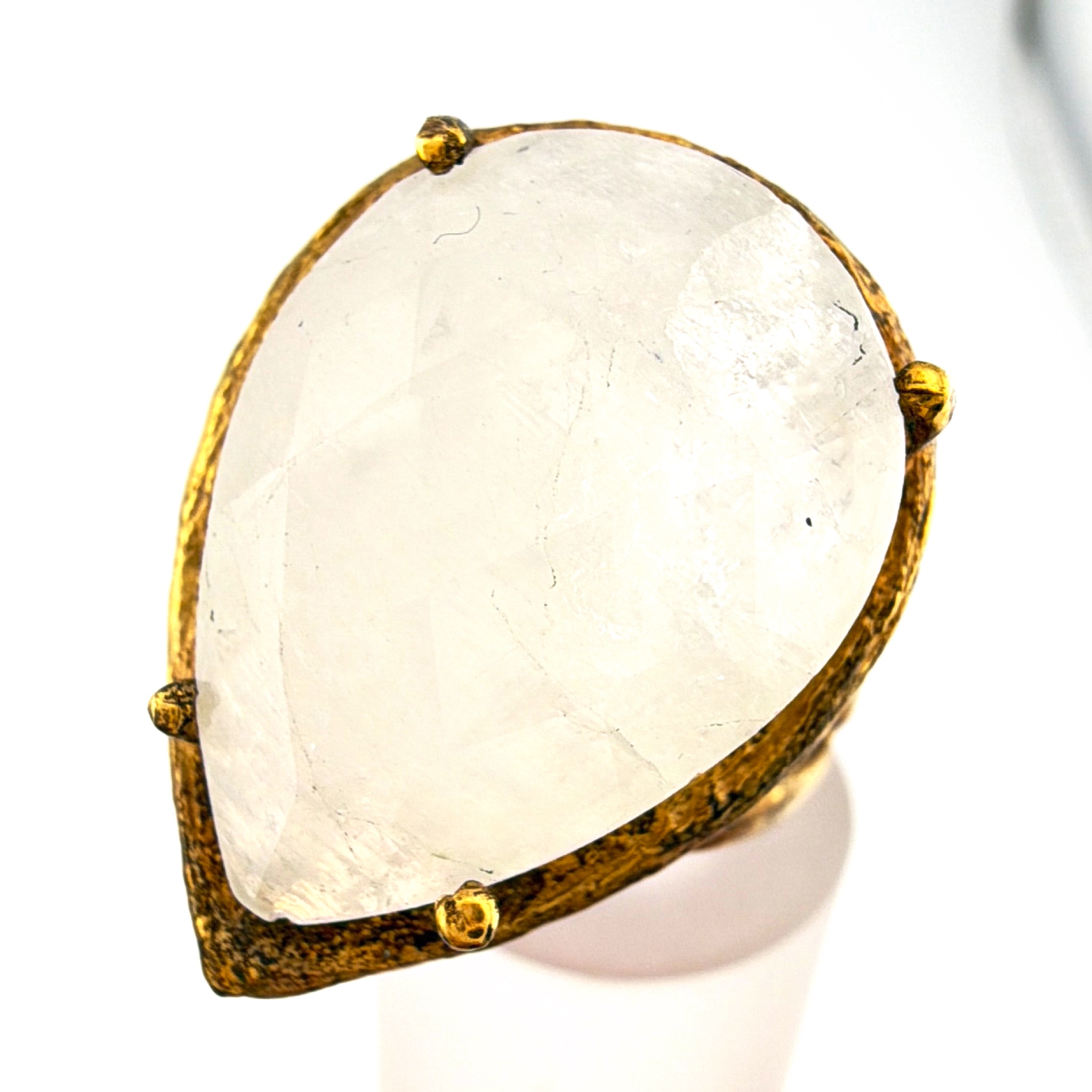 Moonstone Contemporary Gold Tone Serling Ring Size 9 7.84g — Front