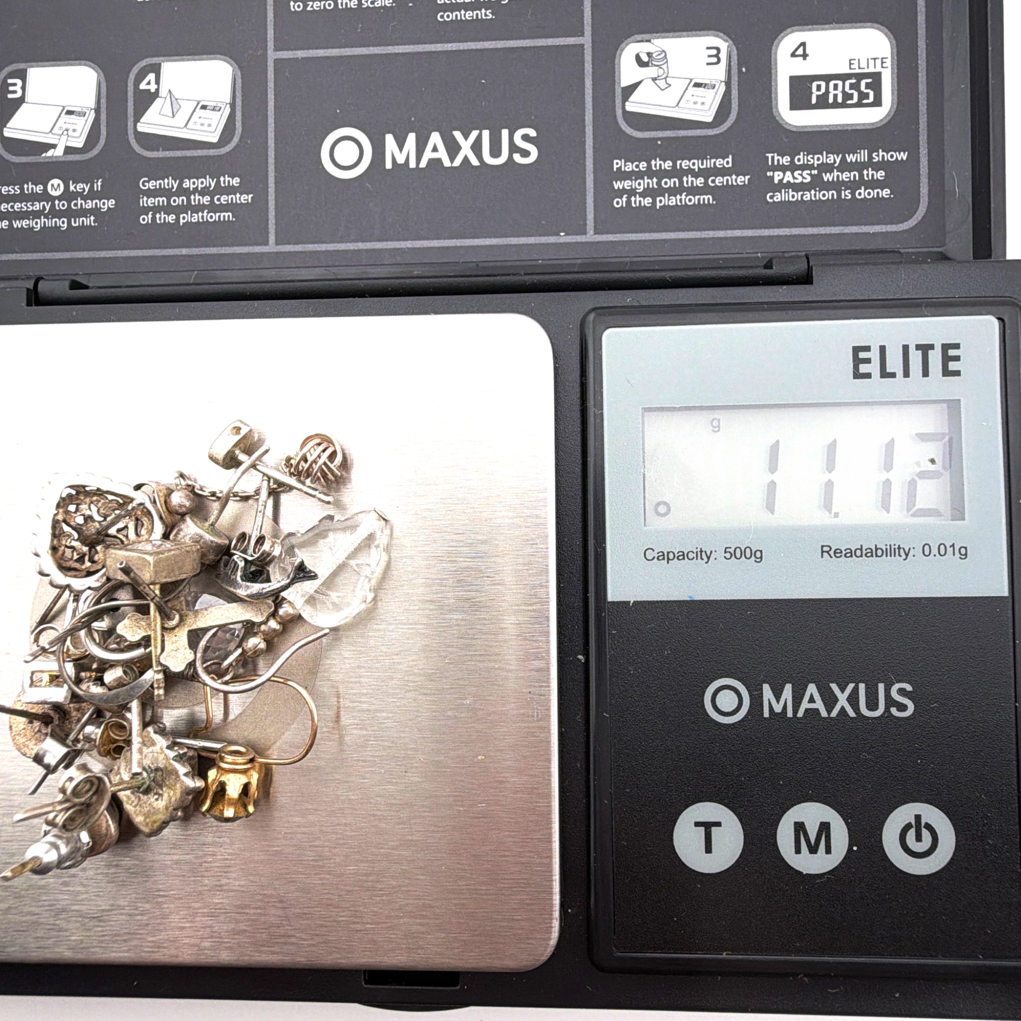 Mixed Metal Rhinestone Glass Pearl Assorted 0.625 in Single Orphan Earring Lot 11.12g — For scale