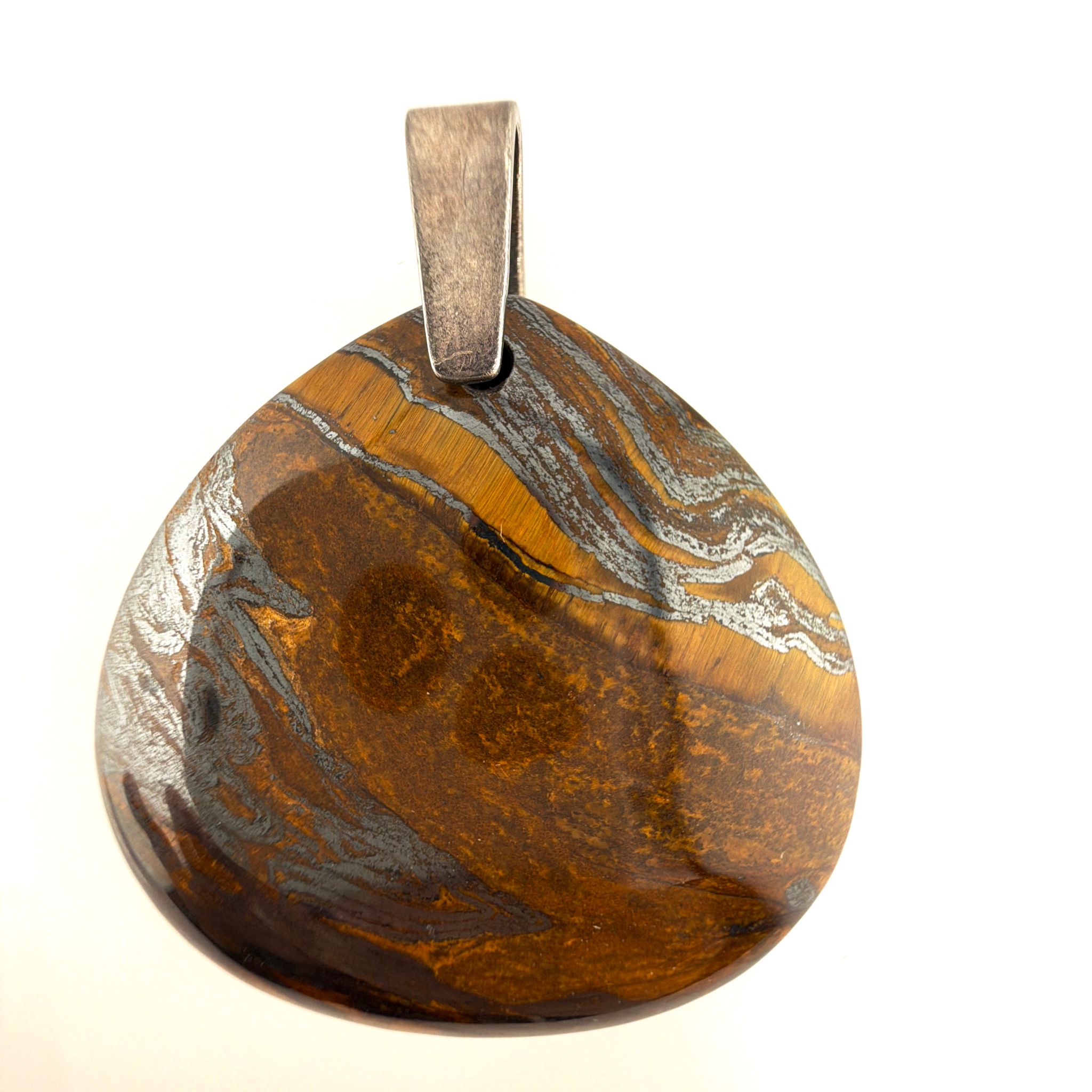 Sterling Silver Tiger Iron Stone Pendant 22.71g 2 in — Side