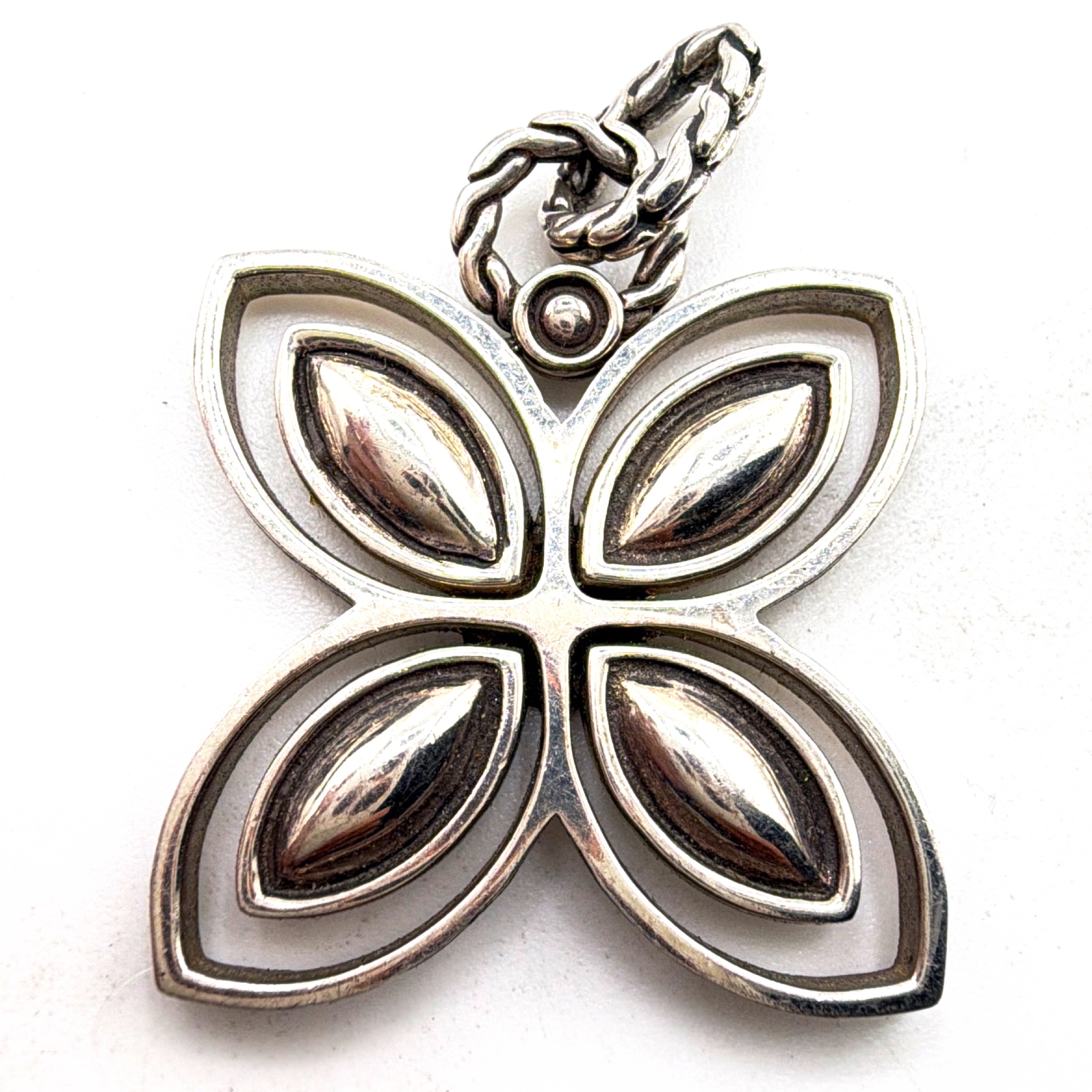 Mid-Century 50s–70s Sterling John Hardy Modernist Floral Pendant 9.78g