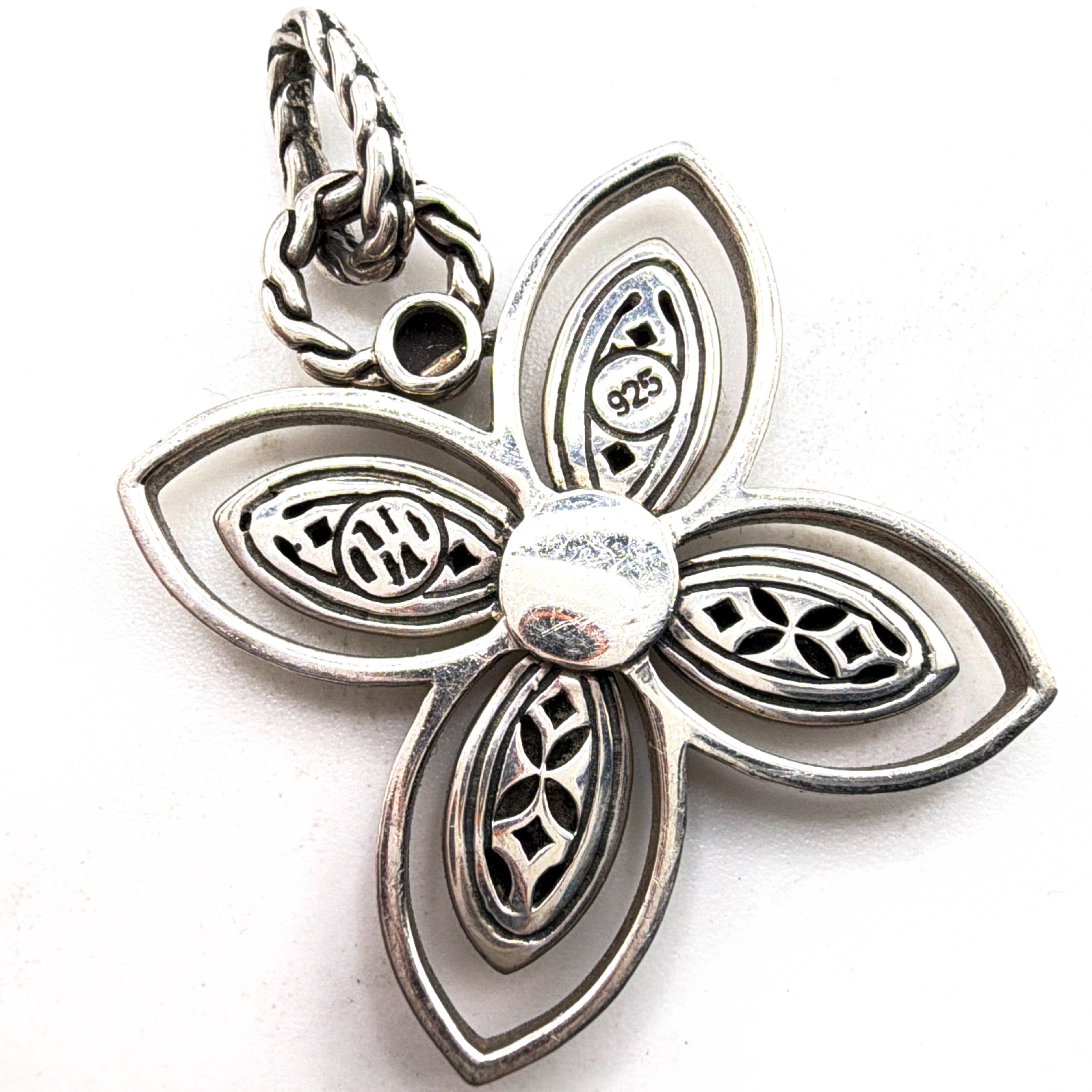 Mid-Century 50s–70s Sterling John Hardy Modernist Floral Pendant 9.78g — Back