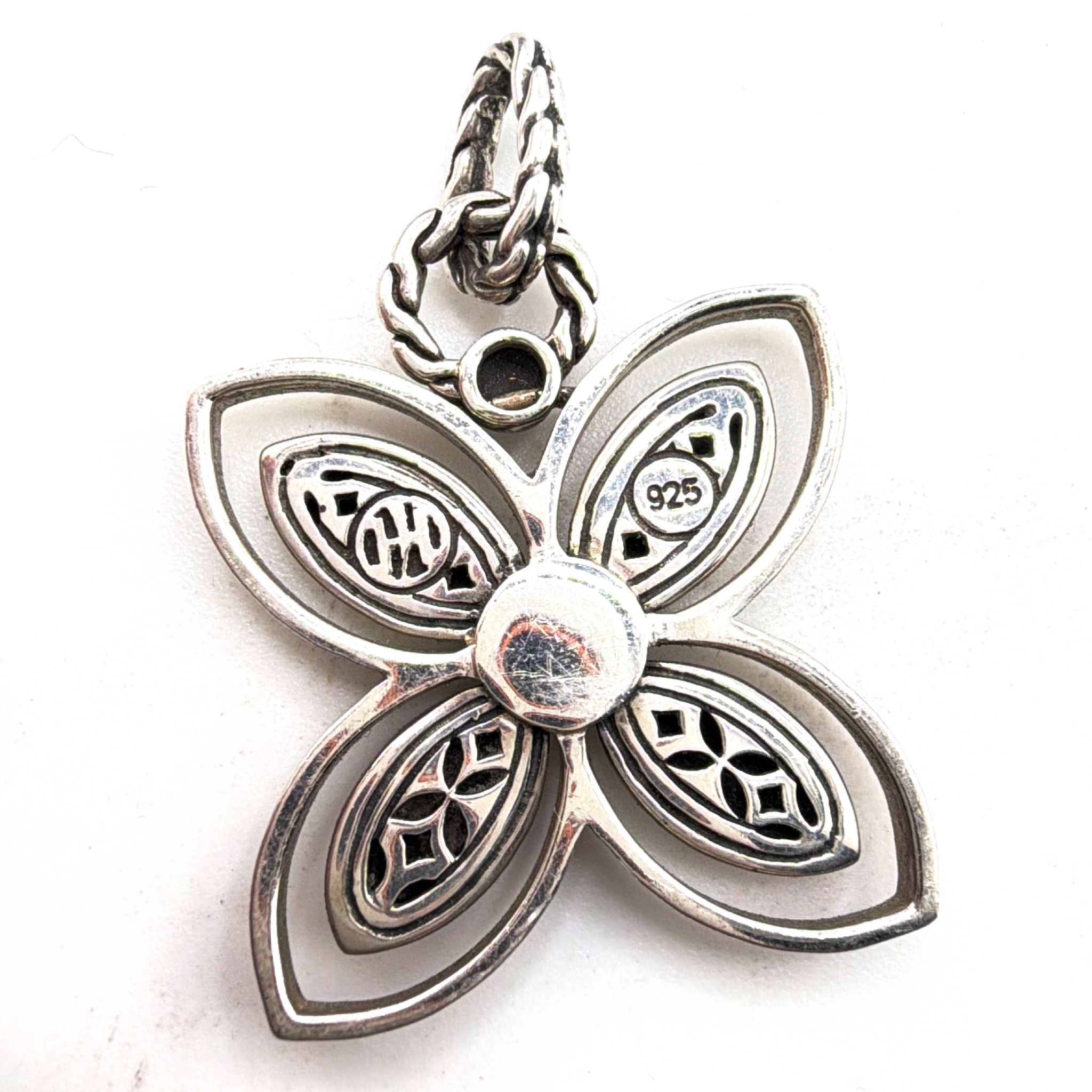 Mid-Century 50s–70s Sterling John Hardy Modernist Floral Pendant 9.78g — Side