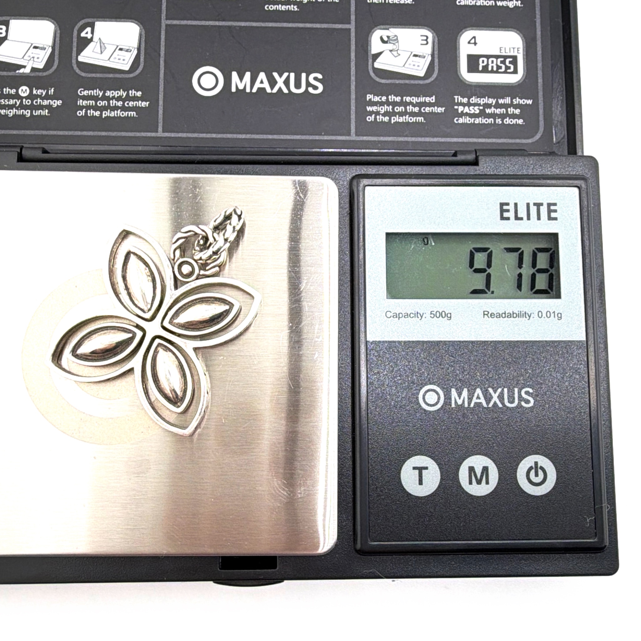 Mid-Century 50s–70s Sterling John Hardy Modernist Floral Pendant 9.78g — For scale