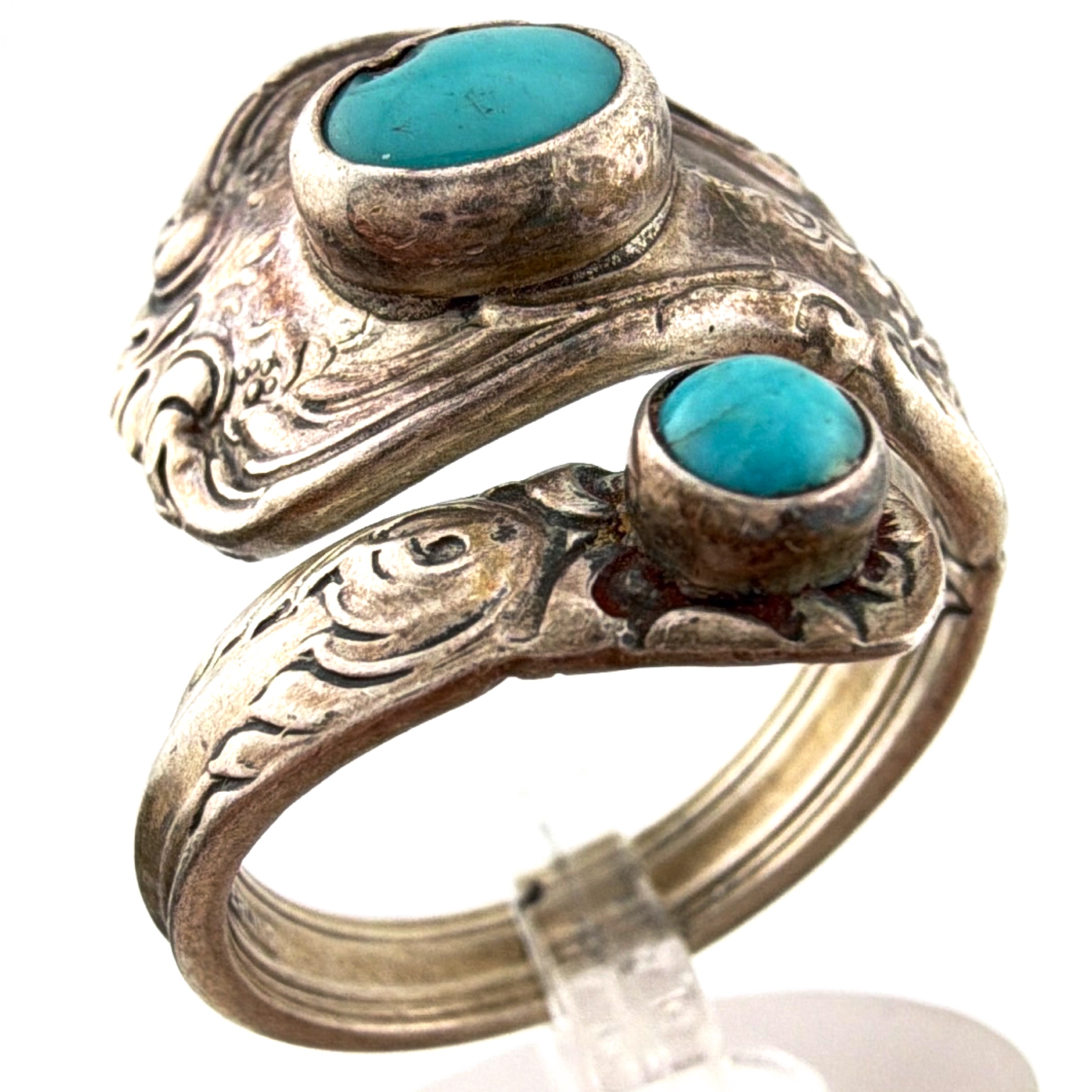 60s–80s Size 6.75 Towle Sterling Turquoise Old Master Spoon Ring 7.51g