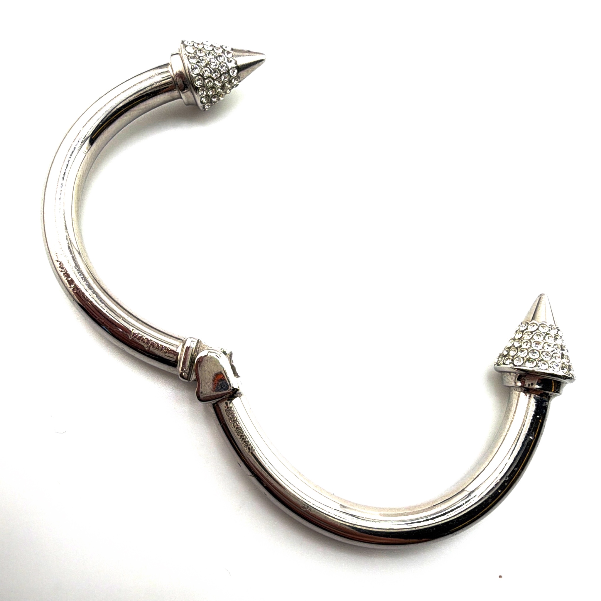 Vita Fede Silver Tone Pave Rhinestone Spike Hinged Bangle 47.32g 2.1 in — Side