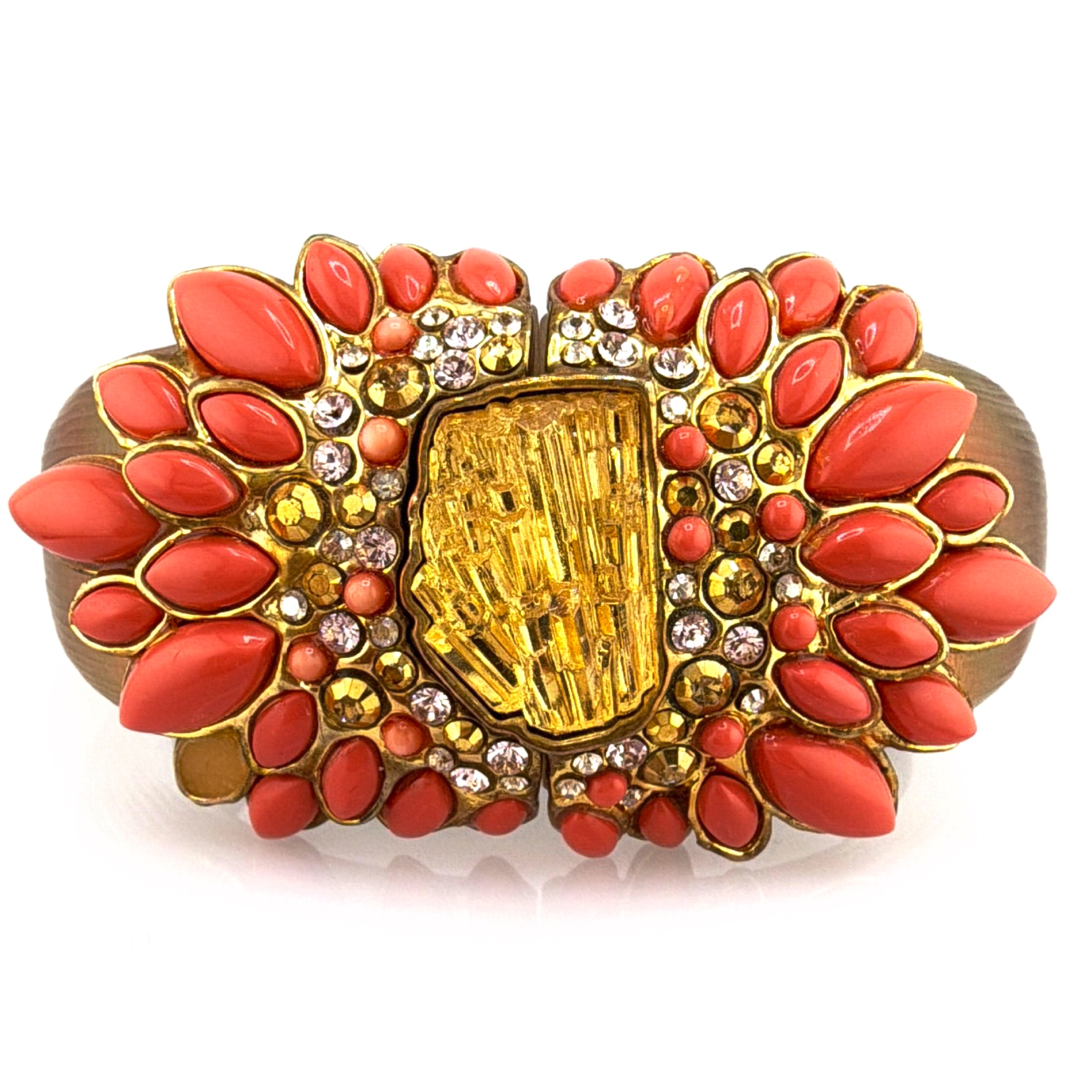 Y2K 1990s–2010s -2000s Alexis Bittar Handcarved Lucite Coral Cluster Bangle 112.79g 7-7.5in — Front