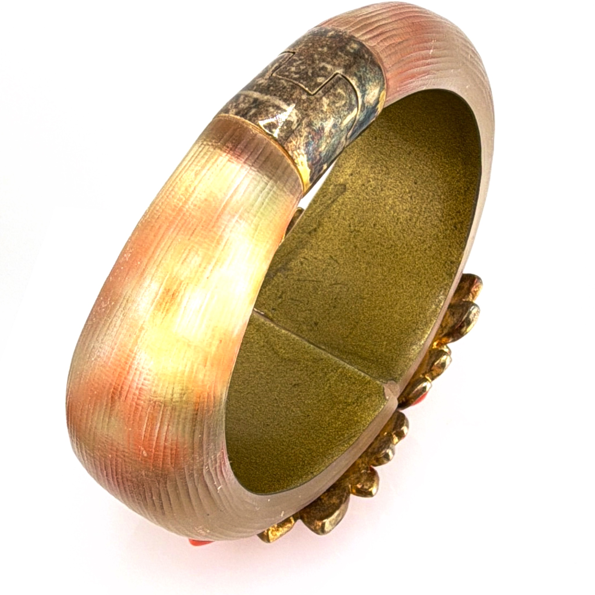 Y2K 1990s–2010s -2000s Alexis Bittar Handcarved Lucite Coral Cluster Bangle 112.79g 7-7.5in — Back