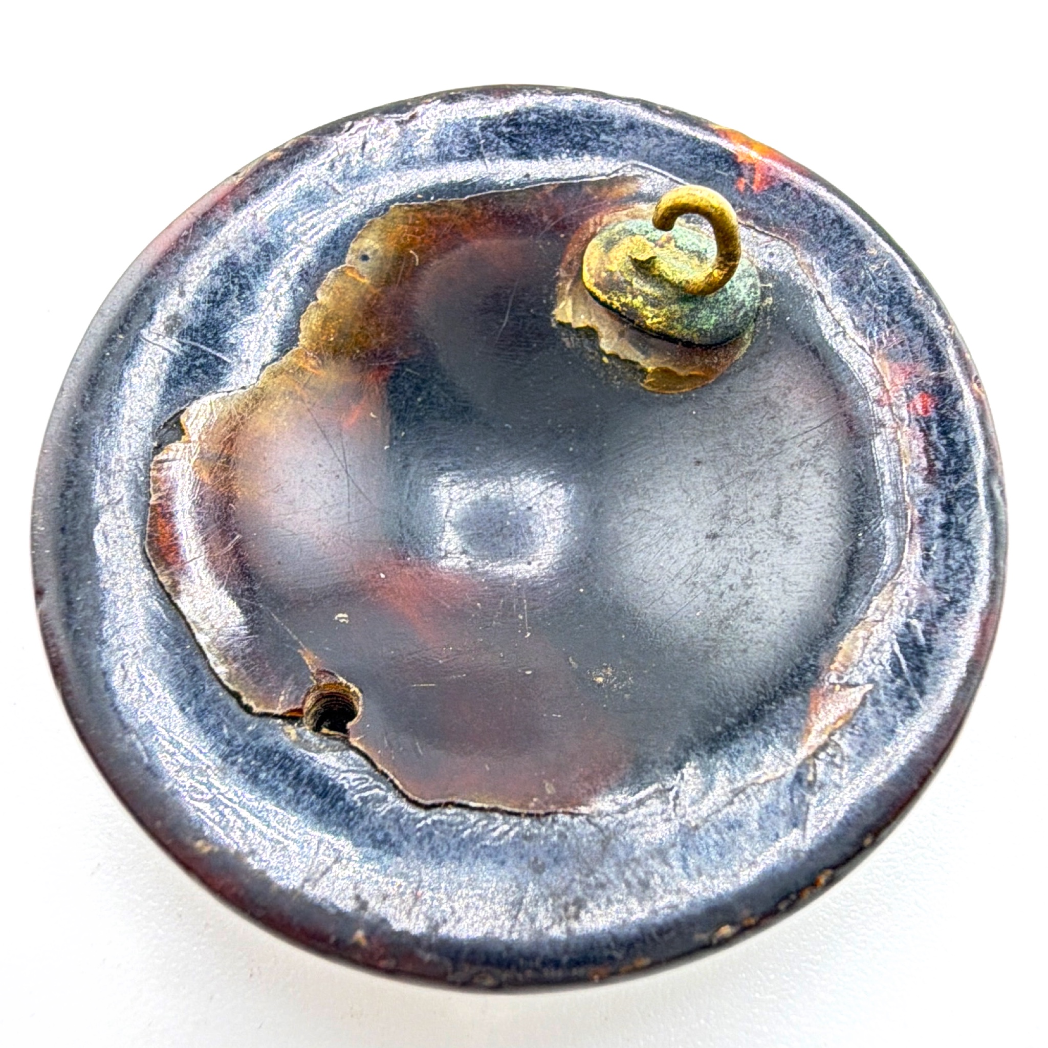 Victorian Tortoiseshell Pique Floral Brooch, Broken Pin, 3.70g — Back